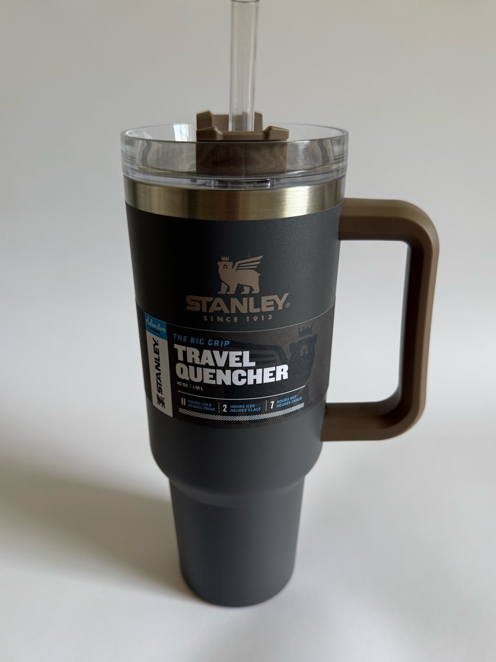 Stanley Matte Charcoal Travel Tumbler with Taupe Handle
